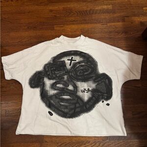 Graphic White T-Shirt with Black Art